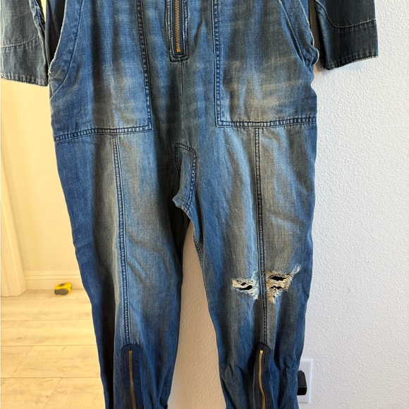 NWT Sandrine Rose x Free People Distressed Denim Boiler Jumpsuit Size: S - Picture 4 of 8